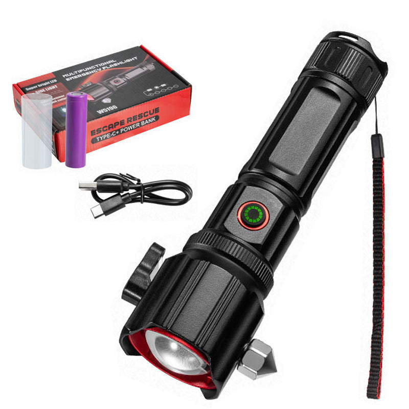 Multi-functional Rechargeable High Power LED Flashlight with Emergency Hammer
