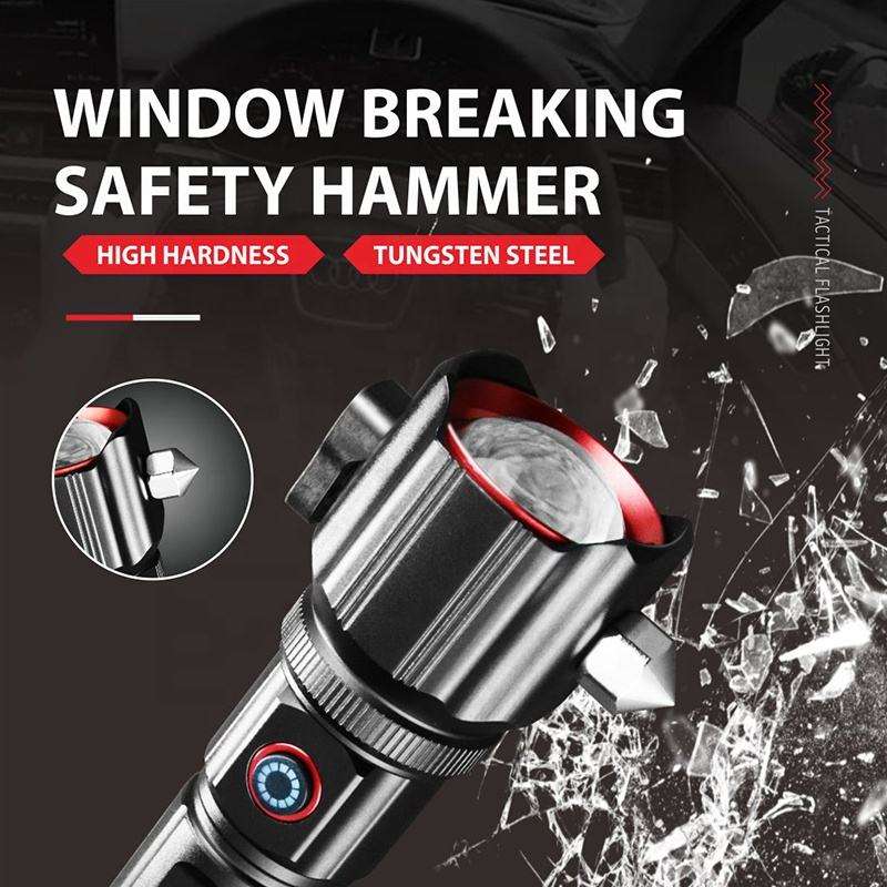 Multi-functional Rechargeable High Power LED Flashlight with Emergency Hammer