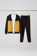 Winter 3Pcs Men Cotton Fleece Plain Zipper Track Suits