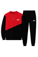 Winter 2Pcs Men's Fleece Printed Track Suit