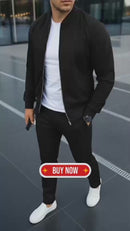 3Pcs Men Cotton Fleece Plain Zipper Track Suit